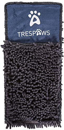 Trespaws Dog Drying Mitt Super Absorbent Chenille for Wet and Dry Dogs Willow