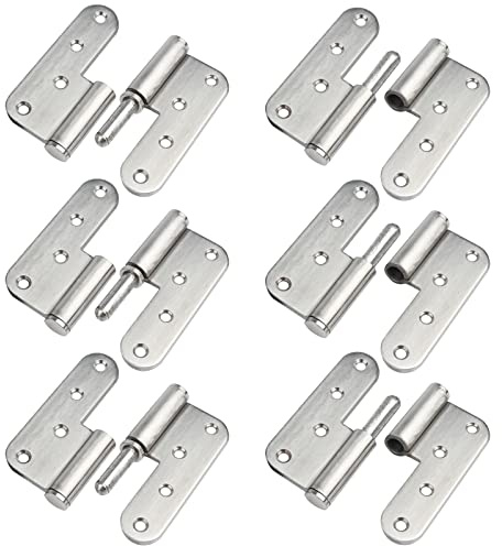 YIDU69Q 6 Pcs Stainless Steel Door Hinges 3.5 Inch, H-Shape Lift Off Hinge, Left and Right Hand Door