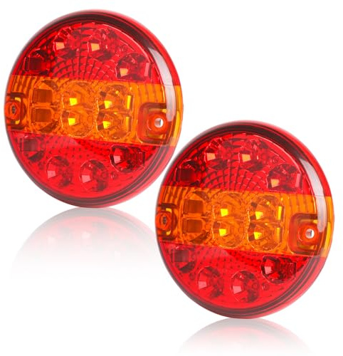 AOHEWEI 2 Stück LED Anhänger Rücklicht Rund LKW Rücklicht Bremslicht Indikator Wasserdicht 12V 24V für Anhänger LKW Wohnwagen oder Van