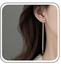TseenYi Boucles d'Oreilles Boho Pendantes avec Chaîne Lisse et Pampilles Or - Bijoux de Mariage Pour Femmes et Filles