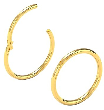 Body CAC Steel 20g/18g/16g/10g/8g/6g/4g Clasp Click Nose Hoop Septum Ring