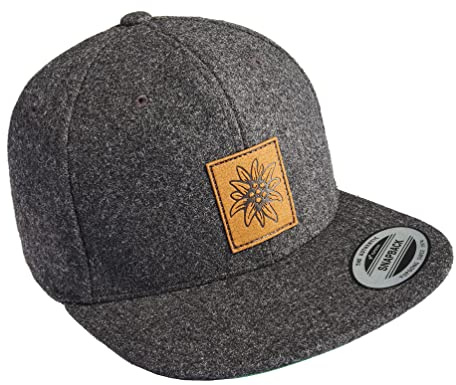 Casquette d'extérieur pour homme : Edelweiss (patch en cuir) – Casquette de baseball pour homme et femme – Équipement d'escalade et randonnée, gris, taille unique