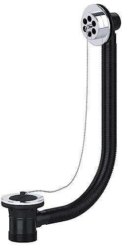 SPARES2GO Tappo di scarico e catena per vasca da bagno, 40 mm, 3,8 cm (argento)