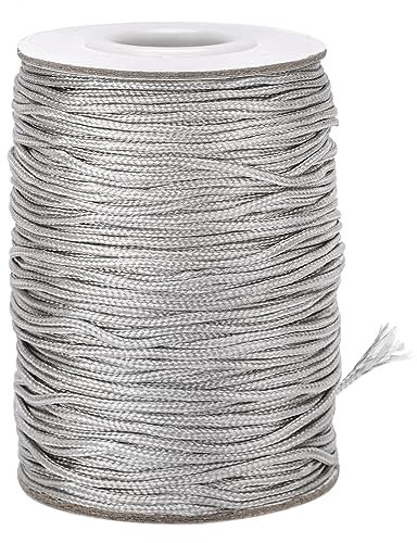 G2PLUS 1.5mm Silver Nylon Cord String - 100m Satin Braided Cord for Roman Blinds, Jewelry Making & Beading