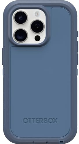 OtterBox iPhone 15 Pro (nur) Defender Series XT Case, Baby Blue Jeans (Blau), ohne Bildschirm, robust, mit MagSafe-Kompatibilität, Lanyard-Befestigung | Robuste, robuste und langlebige iPhone-Hülle, rastet auf MagSafe ein, druckmontierte, zweilagige iPhone-Hülle
