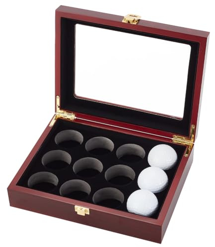 OLYCRAFT Golfball Vitrine 12 Loch Holz Vitrine Für Golfball Ausstellung Aufbewahrungsbox Golfball Holzvitrine Geschützter Schrank Golfregal Für Golfball Sammlungen - 220x170x63mm