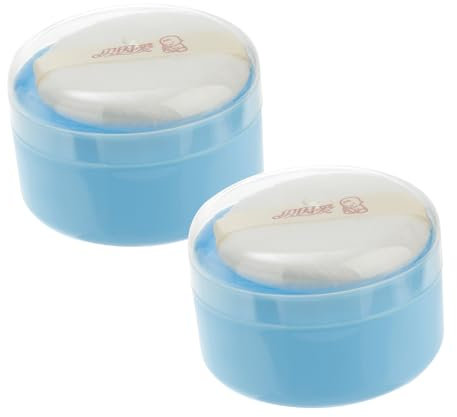 ibasenice 2 Stück Puderquastenbox Blau Puderquastenetui Mit Weichem Schwamm Hautfreundlich Langlebig Für Neugeborene Und Kleinkinder Praktische Aufbewahrungsbox Für Babypuder