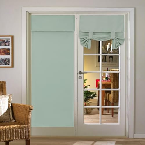 Aosky Blackout Door Curtain, French Door Blinds for Privacy, Thermal Insulated Tricia Door Window Curtains for Patio, Front Glass Magnetic Door Sidelight Curtain, Sage Green, W26xL18, 1 Panel