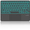 SENGBIRCH Tastiera Bluetooth Wireless - Tastiera Tablet con Touchpad, Tastiera Italiano QWERTY Compatibile con Android/iOS/Windows/PC, Tastiera Trackpad con Retroilluminazione a 7 Colori, Nero