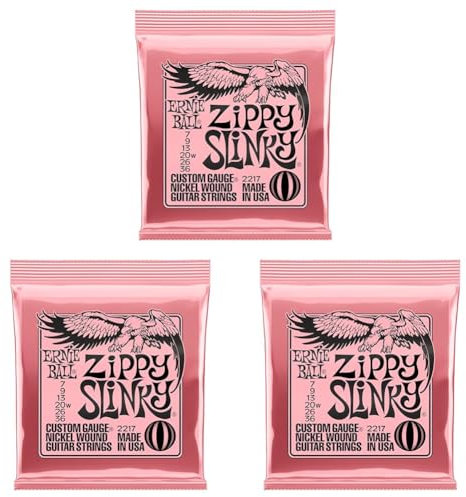 Ernie Ball Zippy Slinky E-Gitarrensaiten, Nickelwicklung, Stärke 7-36 (Packung mit 3)