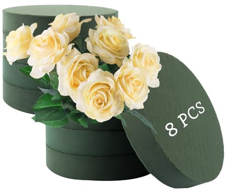 DAJAVE 8Pcs Mousse Florale Ronde, 20 x 4cm Cylindre en Mousse Florale Florale, Mousse Florale Humide, Rond Mousse Fleur Fraîches Humide et Sèche Blocs de Mousse pour Fleurs Artificielle pour Fleuriste