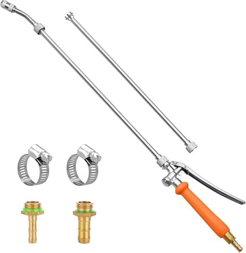 Sprühstab aus Metall, 73 cm, 0,6 cm und 0,95 cm Messing-Widerhaken, Edelstahl-Sprühstab mit Absperrventil und 2 Schlauchschellen (03)