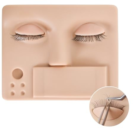 Wimperntransplantation Übungskopfform Mit Austauschbaren Wimpern - Übungsschaufensterpuppenkopf Lash Mannequin Kopf, Soft Lash Übungskopf für Wimpernverlängerungstraining (Hellbraun)