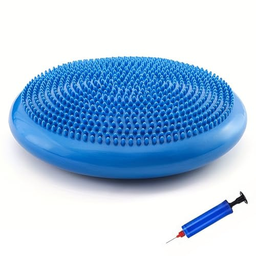 trabag Ballsitzkissen, Pumpe 34cm Durchmesser, Balance-Kissen, Sitzkissen Orthopädisch Luftkissen, Trainingskissen, Noppenkissen Core, Fitness, Reha, Koordinations und Rückentraining