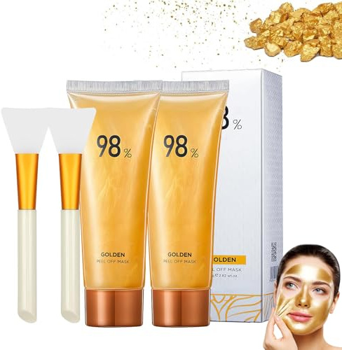 Mascarilla Peel Off 2 Piezas, Gold Foil Peel Off Mask, Mascarilla Facial Hidratante, Mascarilla Antiarrugas Peel Off Golden Peel Off Mask, Mascarilla Blanqueadora de Colágeno Dorado