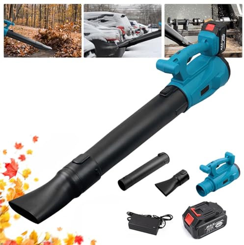 Sladdlös Lövblåsare, Batteridriven Lövblåsare för Uteplatsrengöring, Gräsmatta, Blåser Löv, Snö och Damm, 6-Hastighetskontroll | 2,43 kg Lättvikt | 21V 3,0Ah Kraftfull Motor