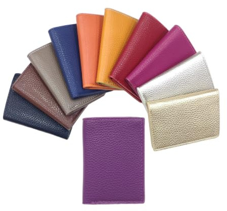 LOLUNA® Porte-Cartes en Cuir, pour Billets, Carte de crédit, Visites et Fidelités pour Femme et Homme - Violet