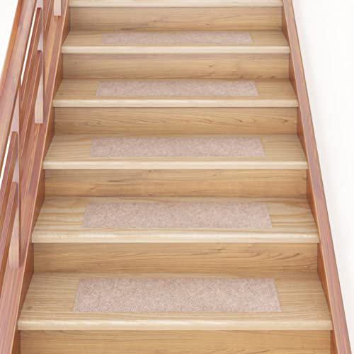 LAPOOH Självhäftande trappmattor rektangulära 15 st 76 x 20 cm ljusbrun, trappkuddar, självhäftande trappmattor, trappdynor självhäftande – 326924