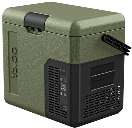Yolco ET18 Kompressor Kühlbox 17L Grün - Auto Kühschrank 12V 230V | Reisekühlschrank mit Bluetooth - Tragbarer Kühlbox für Auto Camping Reise LKW und Wohnmobil