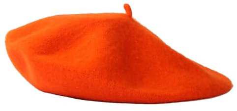 Damen Baskenmütze, Vintage, Wolle, warm, Winter, weich, einfarbig, Baskenmütze, Orange/Abendrot im Zickzackmuster (Sunset Chevron), Einheitsgröße