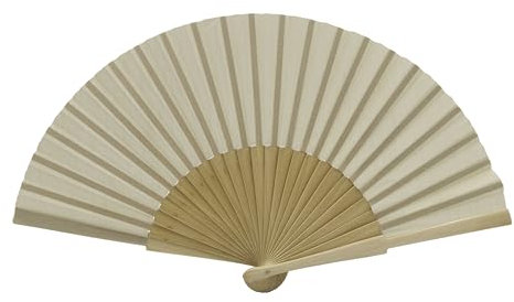 MAPIMANIA - Faltbare beige Fächer aus handlackiertem Holz und Stoff, Fächer Hochzeit faltbar, Spanischer Fächer, Japanischer Fächer