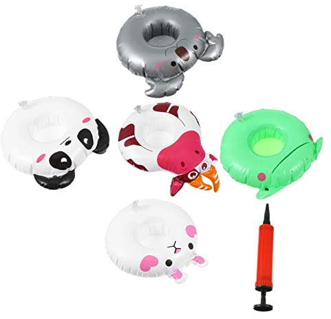 ifundom 1juego Posavasos Inflables Creativos para Bebidas De Flotadores De PVC para Fiesta La Playa Bomba De Mano para Piscinas y Reuniones Tropicales