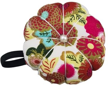 Simpatico puntaspilli, puntaspilli da polso | Cuscini con spilli di zucca - Simpatico puntaspilli stampato a fiori con cinturino elastico per tutti i polsi, cucito, artigianato fai da te, quilting