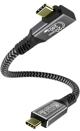 CAKOBLE Cable usb c to usb c 0.5m,USB 3.2 Gen2 data transfer cable type c,20 Gbps 240w usbc,4K@144Hz usb c video cable For iPhone 16 MacBook Pro,Samsung Galaxy 24,right angle usb c cable