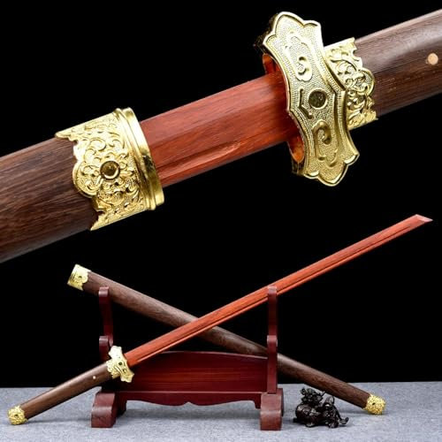 Handgjorda bokken, blad av naturligt mahogny, skida i rosenträ, rakt samurai-svärd i trä för presenter, displayer, dekorationer, samlingar, cosplay, tillbehör-99CM