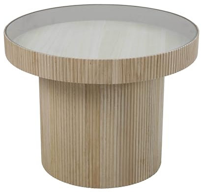 Oviala Table Basse en MDF, Bois et Verre trempé