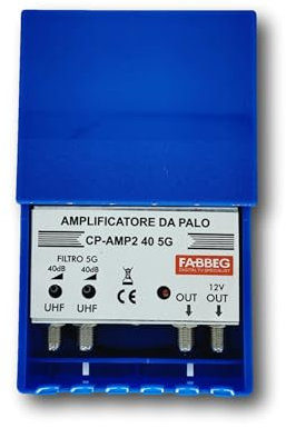 Amplificatore Antenna TV da Palo, 40 dB, con Filtro 5G Fabbeg