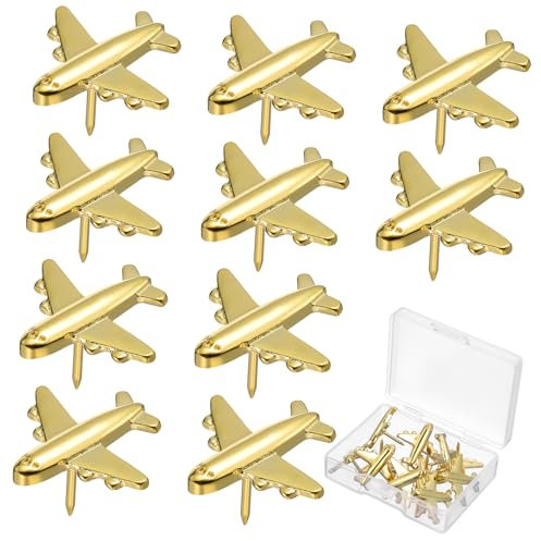 Gadpiparty 4 Sätze Reißzwecke Aus Metall Für Flugzeuge Hängend Kind Drücken Zeichnung Stecknadel in Flugzeugform Reißzwecken Für Die Pinnwand Stahlnadel Golden Stück * 4
