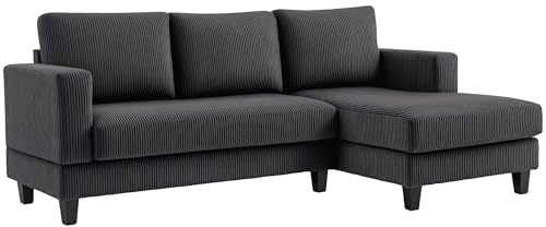 HOMCOM Ecksofa Couch mit Chaiselongue L Form 214 x 134 x 87 cm Dunkelgrau