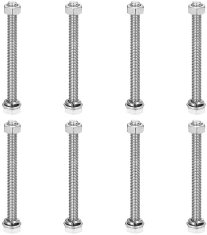 sourcing map M6 x 65 mm, 304 Edelstahl, Sechskantschrauben, Muttern, Flach- und Sicherungsscheiben, Sortimentsset, Vollgewinde, helle Oberfläche für Zuhause, Elektronik, Maschine, 8 Sets