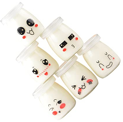 Ipetboom Vasetti Di Yogurt in Vetro 150 Ml Per Dessert, Bottiglie Di Budino Resistenti Al Calore Espressioni Facciali, Vasetti Piccoli Per Yogurt e Gelatina, Set Da 6 Pezzi Cucina e Conservazione