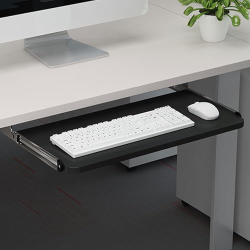 Unikicool Porta Tastiera Estraibile,Vassoio per Tastiera sotto La Scrivania,Porta Tastiera,Supporto Porta Tastiera Estraibile con Ripiano,Cassettie Alloggiamenti per Tastiera,per Digitazione