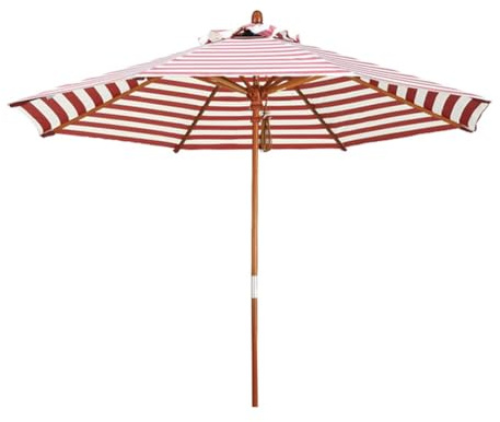Parasol de Jardin, Parasol de Plage en Bois de 2,7 m, Protection UV, Parasol de Table de marché en Tissu Polyester à 8 Baleines, Parasol d'extérieur pour terrasse de Piscine