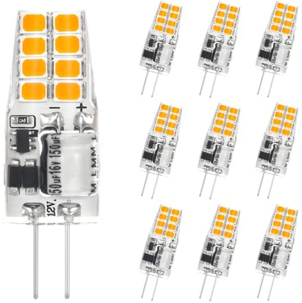 I-SHUNFA G4 LED Lampen 2W 200LM Warmweiß 3000K,AC/DC 12V | Ersetzt für 20W Halogenlampen,Energie Sparen LED Glühbirnen für Dunstabzugshaube für die Küche,Nicht Dimmbar,10er pack