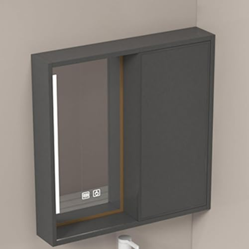CATANK Armoire à Pharmacie Intelligente en Aluminium, Miroir de Salle de Bain avec Rangement Mural, Armoire Murale de Salle de Bain en Alliage d'aluminium avec Porte Miroir coulissante, a