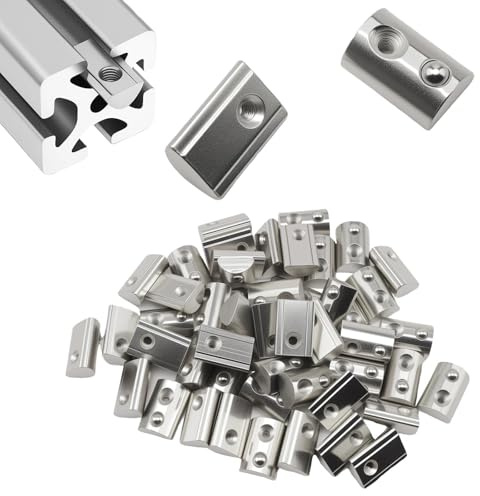 LINTRA 50 Pièces Écrous M4 Rainure 10 en T avec Bille de Centrage, 45-Série M4 Écrou en T Ressort, Écrou Profilé Aluminium, Écrosu Rainure, pour 3D CNC à Profil en C Aluminium, Norme Européenne