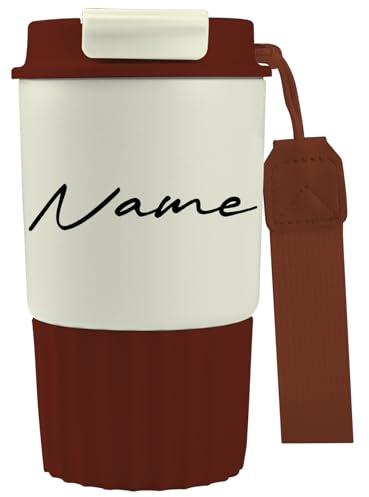 loongway Personalisierter Kaffeebecher Thermobecher aus Edelstahl,Klein & Auslaufsicher,Rutschfester Becher mit Auslaufsicherem Deckel, Geschenk für Geburtstag,Firmen,Auto,Reise