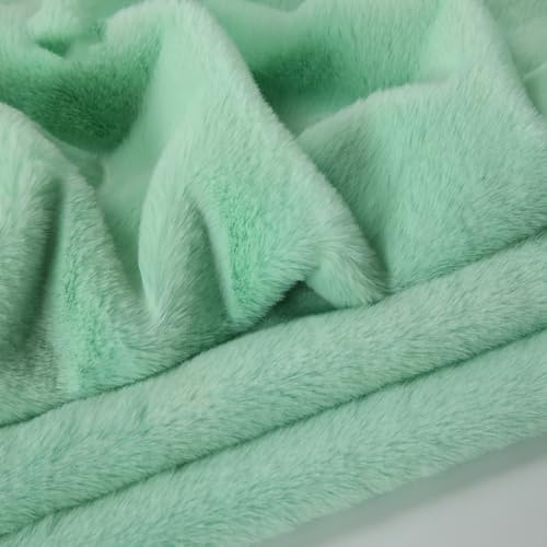 Vayliro Tela de felpa de pelo corto, 50 x 50 cm, imitación de conejo de peluche, tela para manualidades, tela de peluche, tela decorativa para manualidades, costura, artesanía, color verde claro