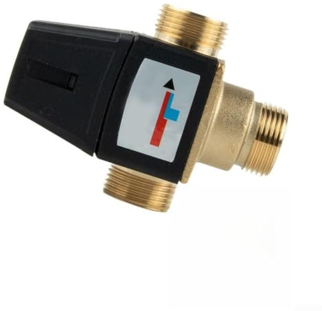 Valvola miscelatrice termostatica a 3 vie per sistema di acqua calda, valvola di miscelazione DN20 DN25 in ottone con portata 35-60 °C, compatibile con riscaldamento a pavimento e controllo dell'acqua