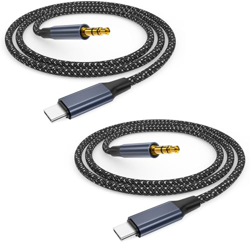 Aux Kabel USB C 1M 2Pack, Aux Adapter USB C auf Klinke 3.5mm Audio Aux kabel iPhone Auto, Typ C zu 3.5mm Stecker USBC Audiokabel für iPhone 17 Air /16/15 Pro Max,Galaxy S25/S24/S23,iPad Pro,Pixel 9 8