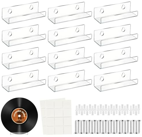 12 Stück Schallplatten Wandhalterung, 4 Inch Vinyl Halter Wandhalterung Schallplatten CD Halter Wand Regal Zur Platzierung Fotoalben Und Sammlungen Buch Kunstwerke(10 x 3,5 x 3 cm)