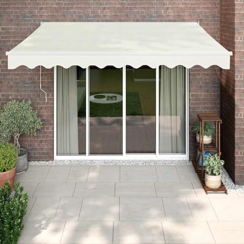 Brokky Toldo Motorizado 3 x 2.5 m Toldo Articulado Eléctrico con Mando a Distancia para Terraza, Jardín-Crema-3 x 2.5 m-Marco Blanca