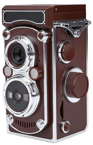 Asixxsix Fotocamera digitale vintage, compatta, portatile e di piccole dimensioni, con autofocus e joystick manuale, stile TLR retrò, video 2.7K e 24 MP per principianti (BROWN)