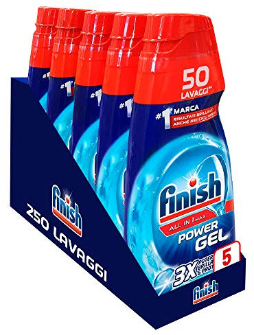 Finish Todo En Uno Max Powergel, 1000 ml, Confezione da 5, 5