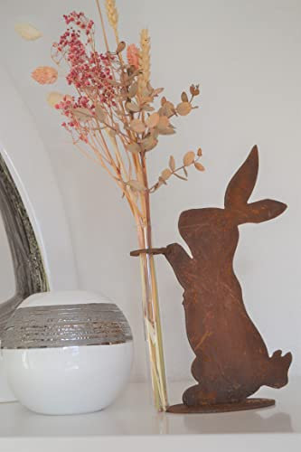 oxidado metal oxidado Decoración de Pascua Pascua decoración decoración stehendes Conejo Liebre con reagenzglashalterung/Soporte Altura 23 cm Idea de decoración primavera decoración primavera