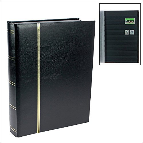 SAFE 157 - 5 Briefmarkenalbum / Einsteckbuch PREMIUM Einsteckbücher 32 SCHWARZE Seiten im DIN A4 Format - Einband mit goldfarbener Premiumprägung in SCHWARZ